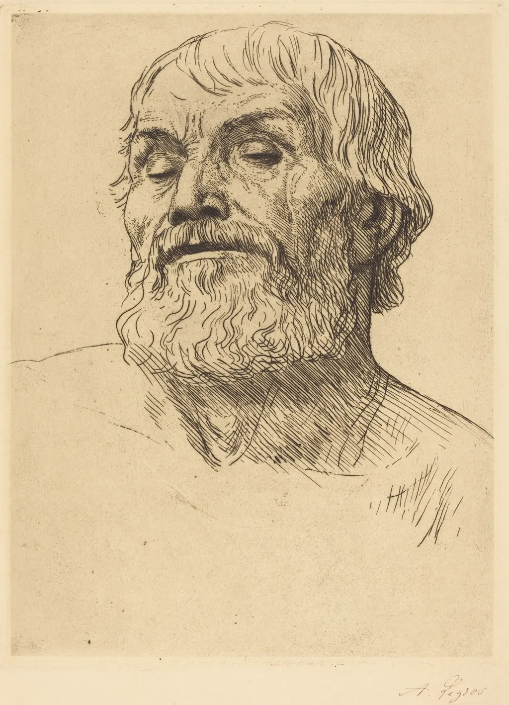 Head of a Man (Tete d'homme), by Alphonse Legros, ink, 1874