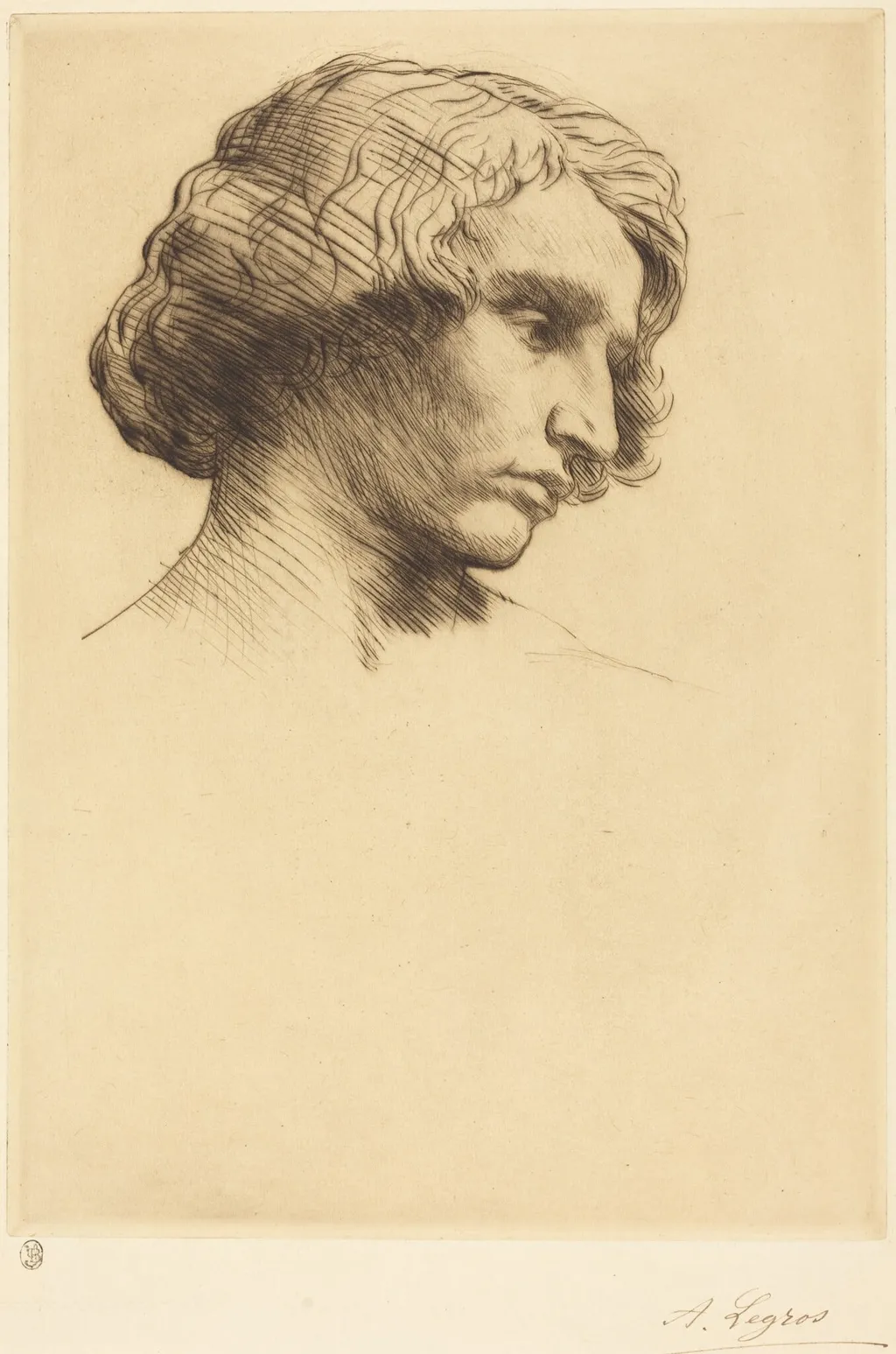 Head of a Man (Tete d'homme), by Alphonse Legros, ink, 1877