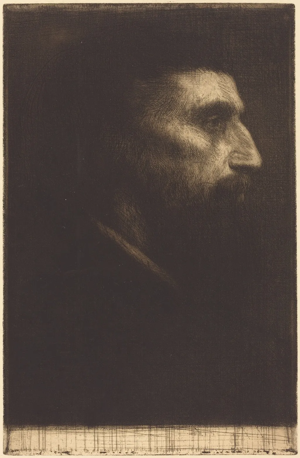 Head of a Man (Tete d'homme), by Alphonse Legros, ink, 1874