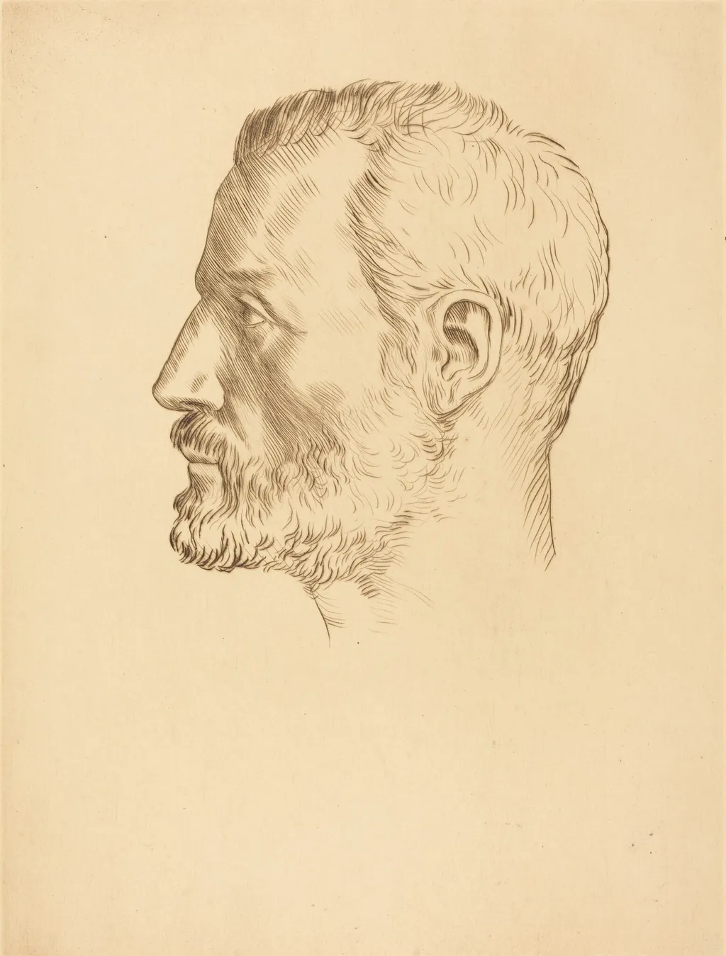 Head of a Man (Tete d'homme), by Alphonse Legros, ink, 1874