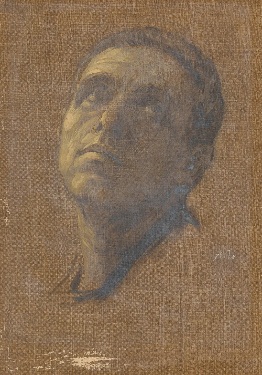 Head of a Man with Upturned Eyes, by Alphonse Legros, oil, 1874
