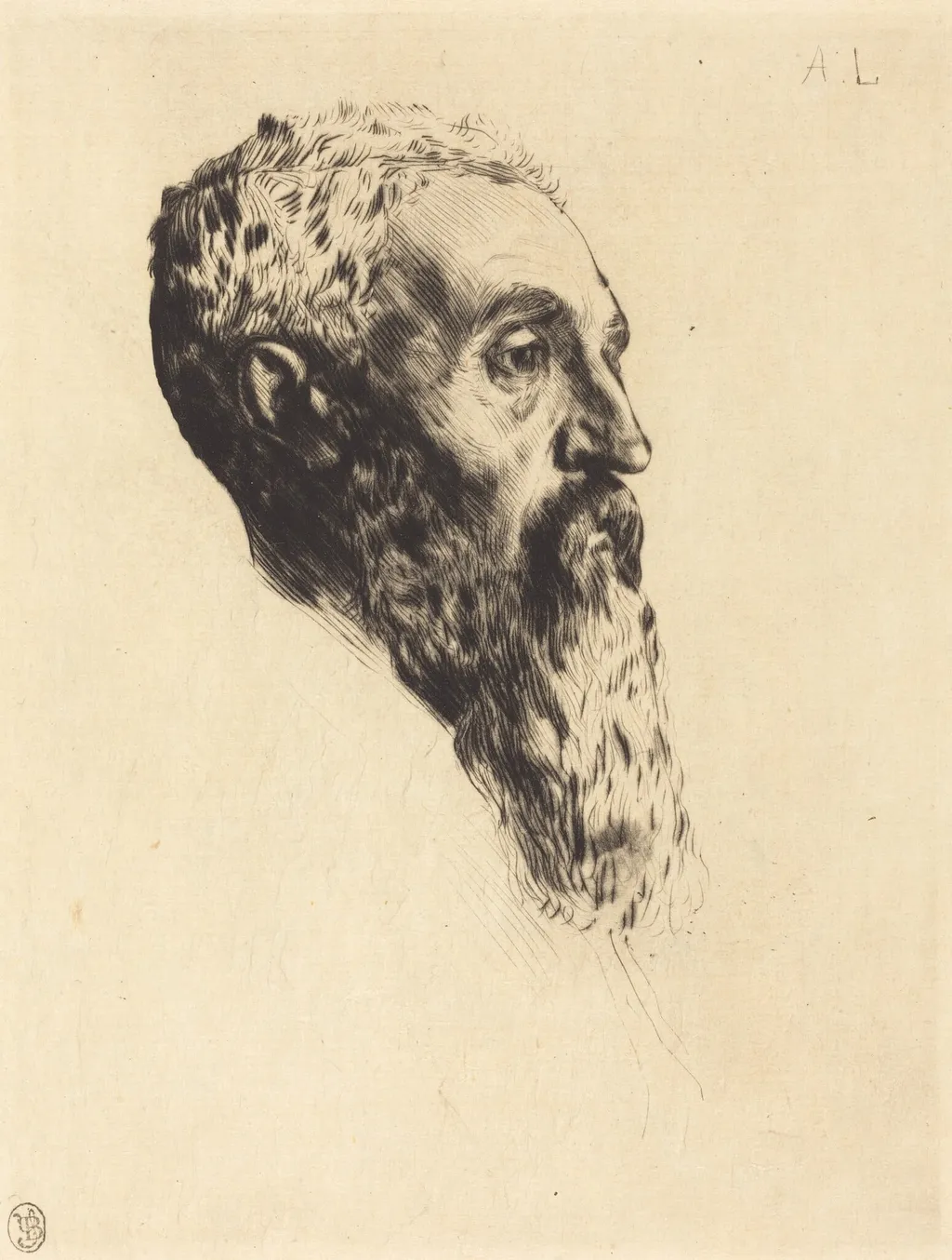 Head of a Model (Tete de modele), by Alphonse Legros, ink, 1874