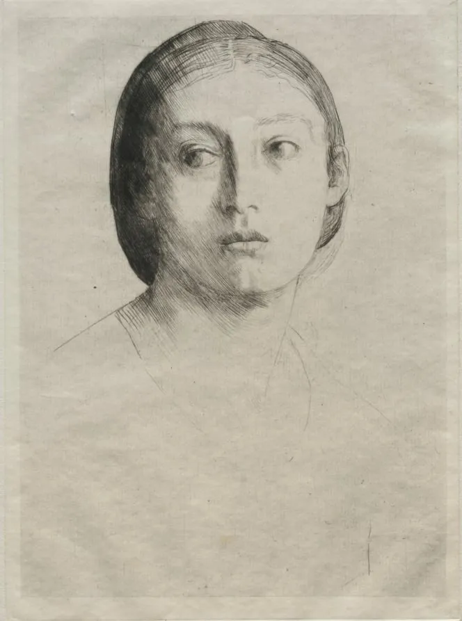 Head of a Young Girl, by Alphonse Legros, 1875