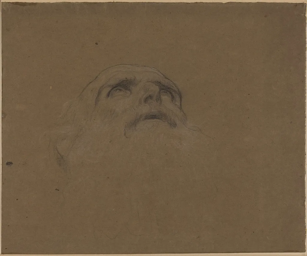 Head of an Old Man, by Alphonse Legros, chalk, 1874