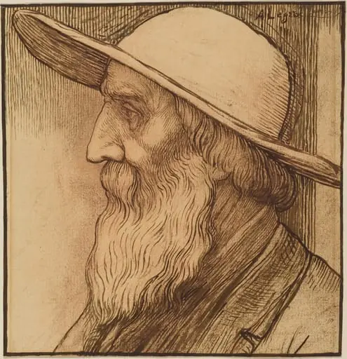 Head of an Old Man with a Wide-Brimmed Hat, by Alphonse Legros