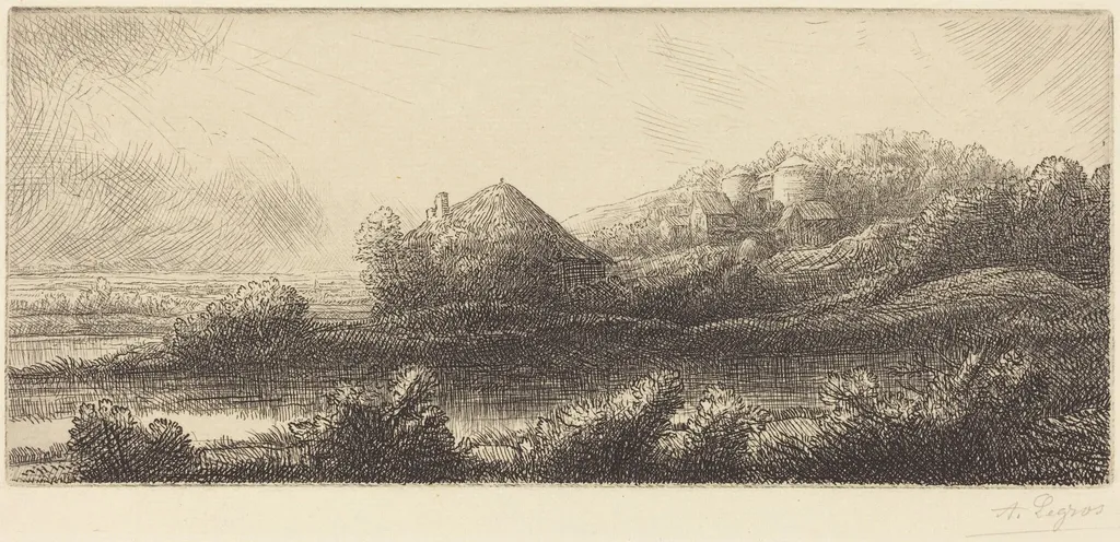 Hut in the Marsh (Cabane dans les marais), by Alphonse Legros, ink, 1874
