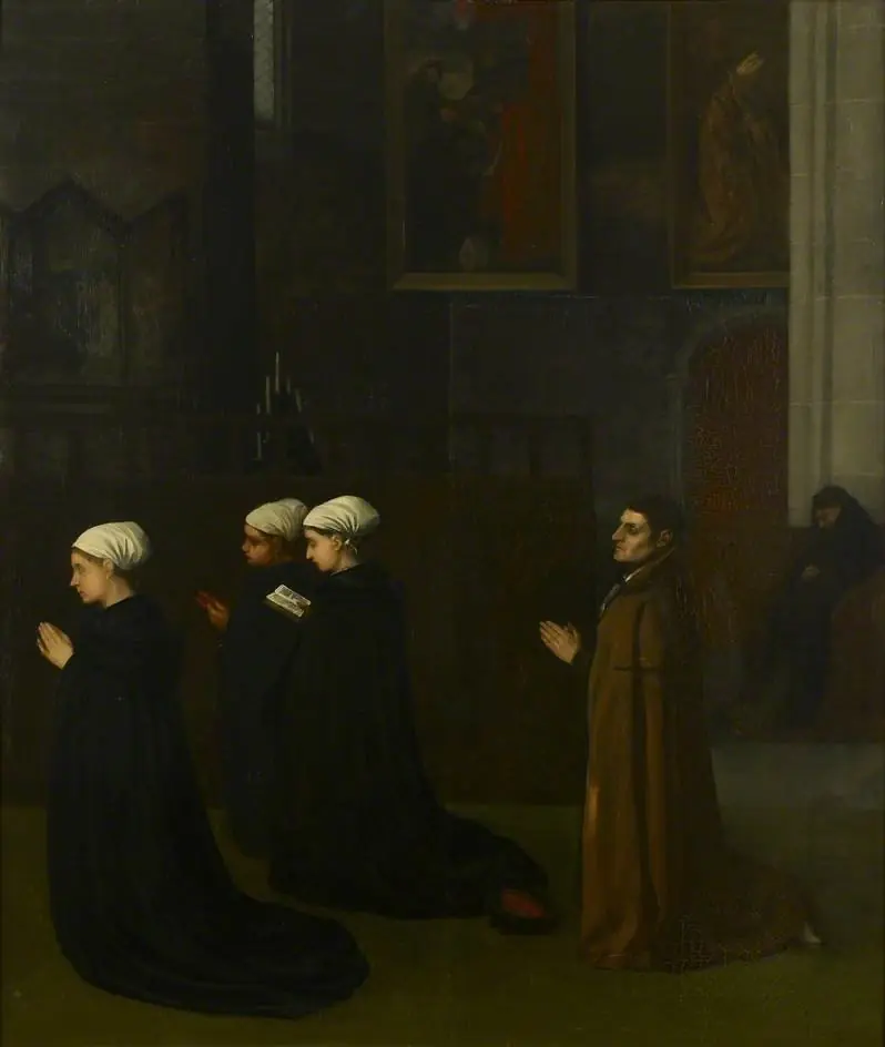 Interior of a Church with kneeling Figures, by Alphonse Legros
