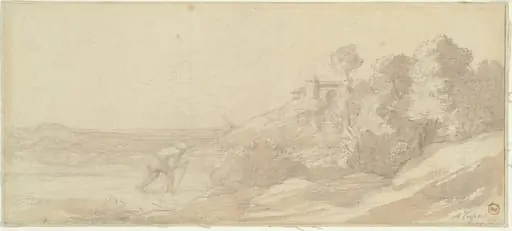 Landscape along a Riverbank with a Figure, by Alphonse Legros