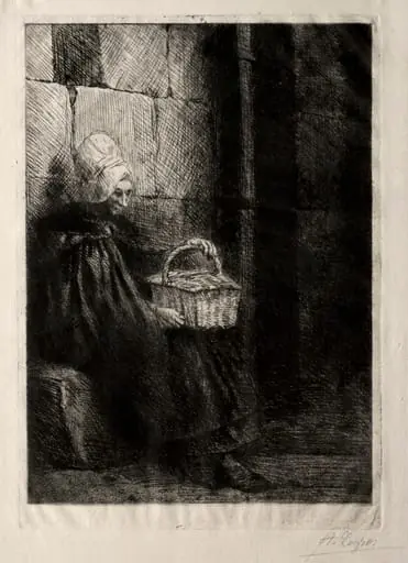 Landscape in the Vicinity of Boulogne, called Woman with a Basket, by Alphonse Legros