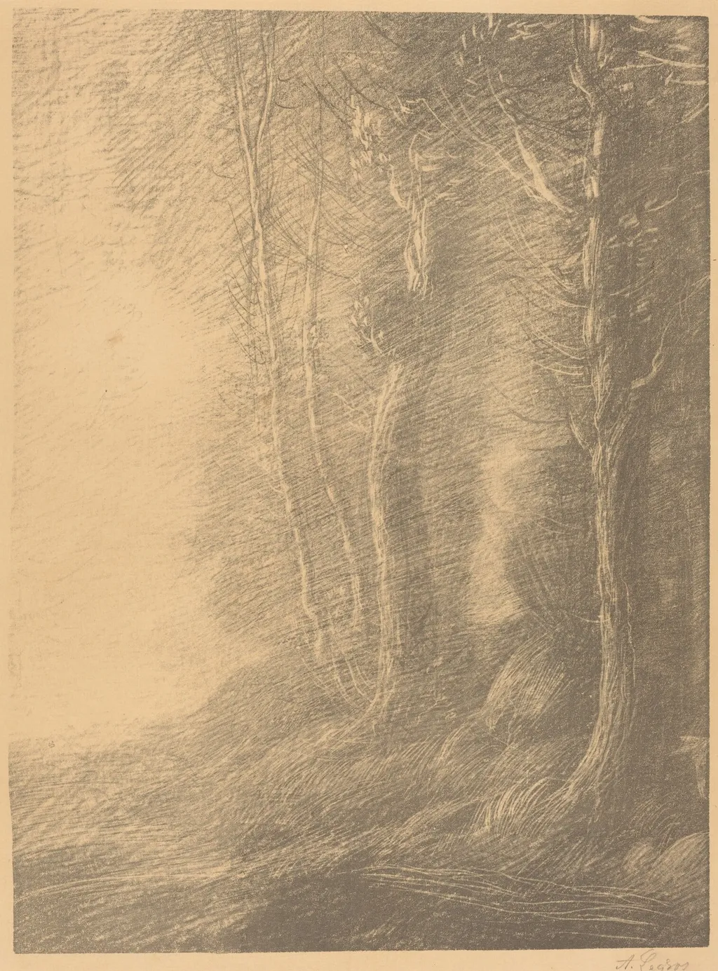 Landscape (Paysage), by Alphonse Legros, ink, 1874