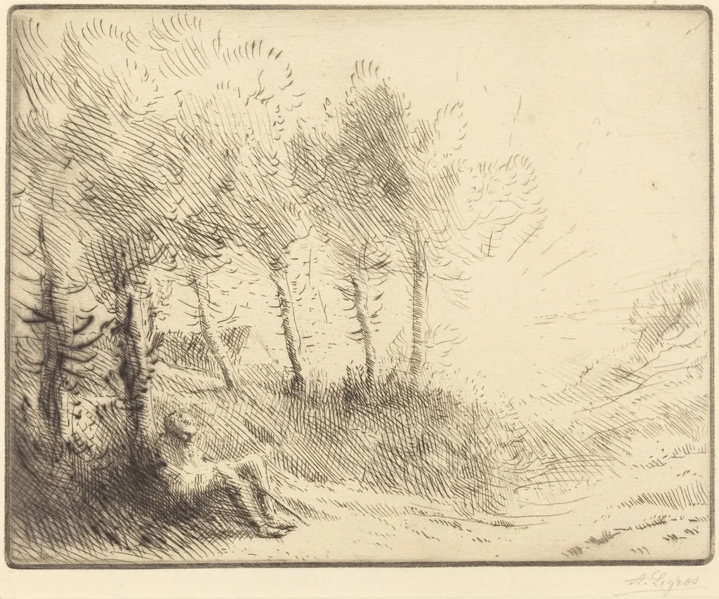 Landscape (Paysage), by Alphonse Legros, ink, 1874