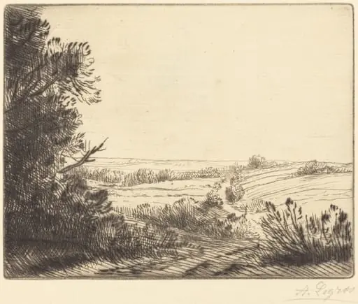 Landscape: Road to Horville (Paysage: Chemin d'Horville), by Alphonse Legros