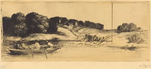 Landscape with Boat, 1st plate (Le paysage au bateau), by Alphonse Legros