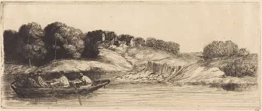 Landscape with Boat, 1st plate (Le paysage au bateau), by Alphonse Legros