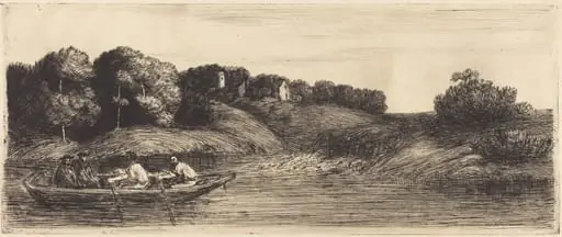 Landscape with Boat, 1st plate (Le paysage au bateau), by Alphonse Legros