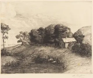 Landscape with Pond (Le paysage a la mare), by Alphonse Legros, 1874