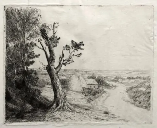 Landscape with Strawstacks, by Alphonse Legros