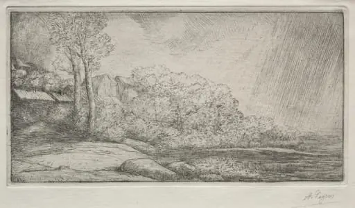 Landscape with Two Trees (Paysage aux deux Arbres), by Alphonse Legros