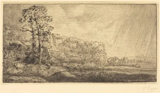 Landscape with Two Trees (Paysage aux deux arbres), by Alphonse Legros