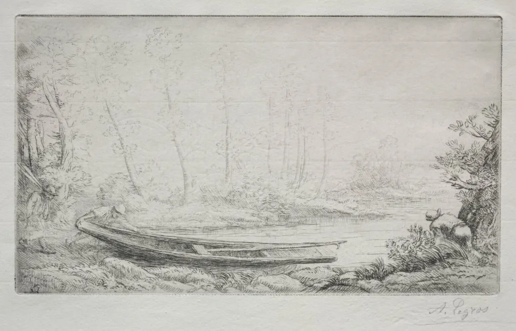 Le Départ pour le pêche, dans les brumes, by Alphonse Legros, 1890