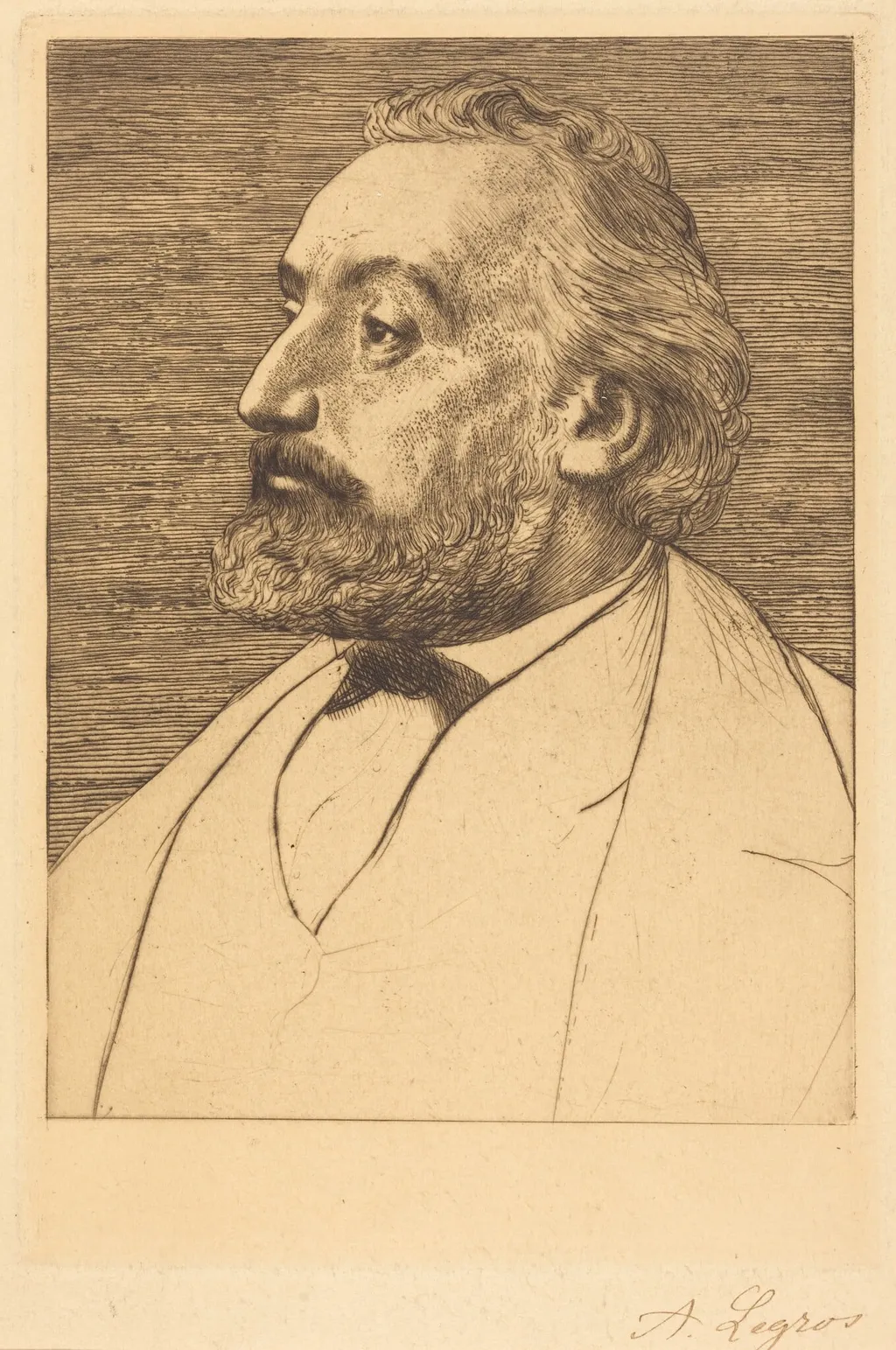Leon Gambetta, 2nd plate, by Alphonse Legros, ink, 1874