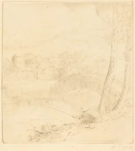 Little Angler (Le petit pecheur a la ligne), by Alphonse Legros