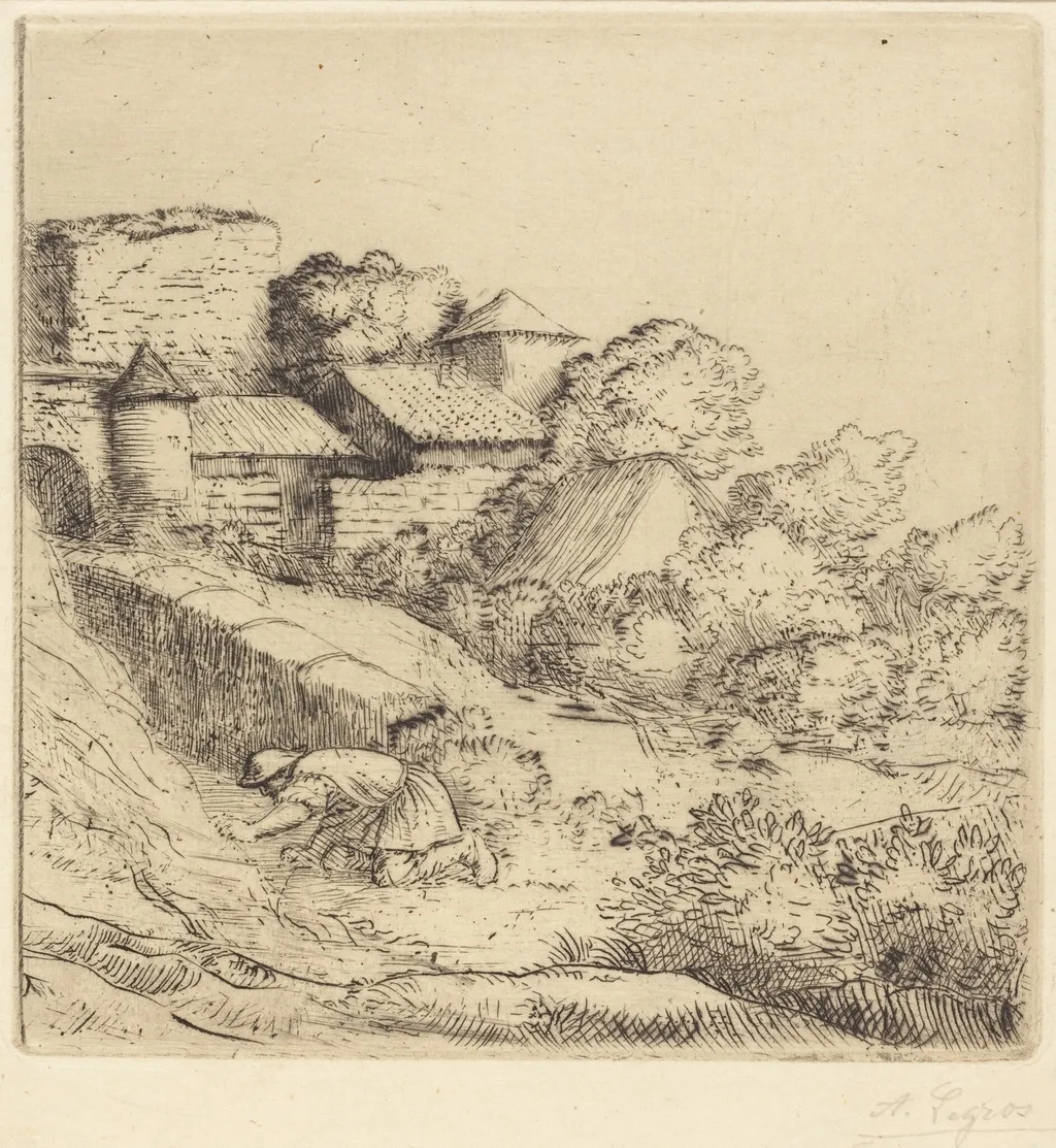 Little Burner of Grass (Le petit bruleur d'herbe), by Alphonse Legros, ink, 1874