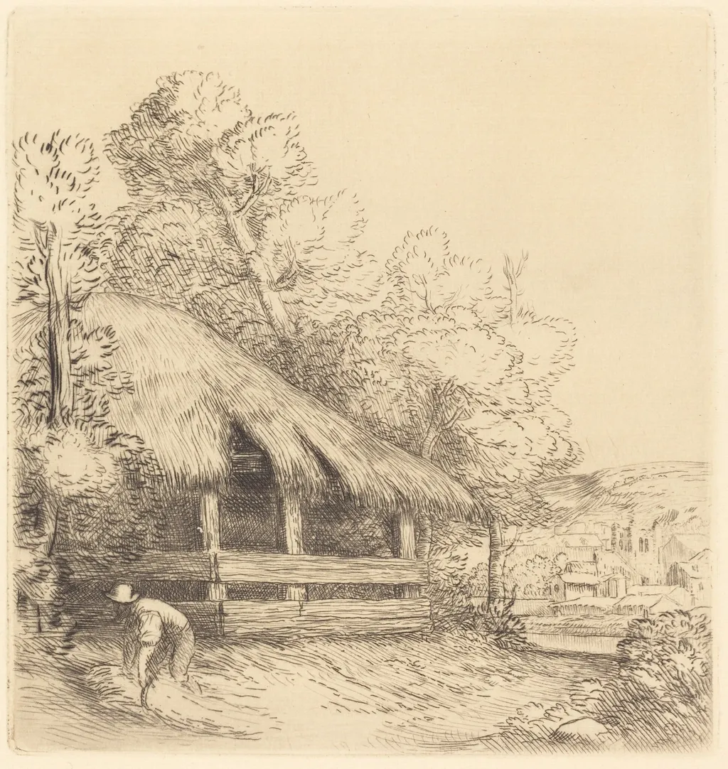 Little Shelter (Le petit hangar), by Alphonse Legros, ink, 1874