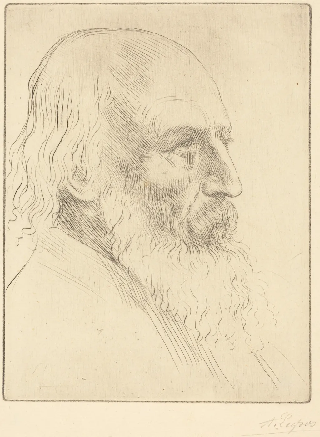 Lord A. Tennyson, 3rd plate, by Alphonse Legros, ink, 1874