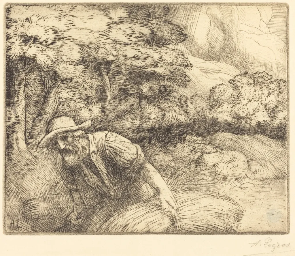 Man Foraging (L'homme au fourrage), by Alphonse Legros, ink, 1874