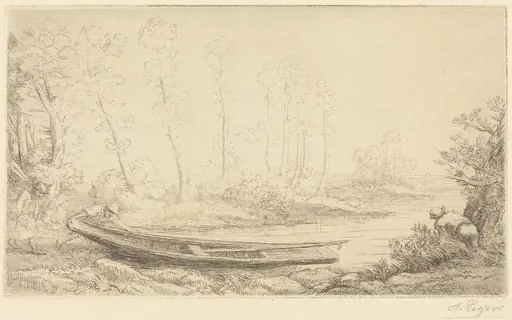 Man with a Punt, Figure to the Right (Pecheurs des truites), by Alphonse Legros