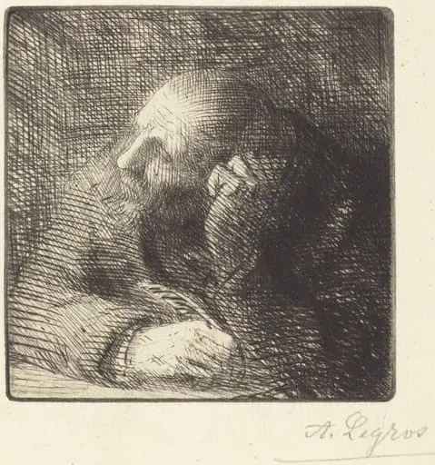 Meditation (La meditation), by Alphonse Legros
