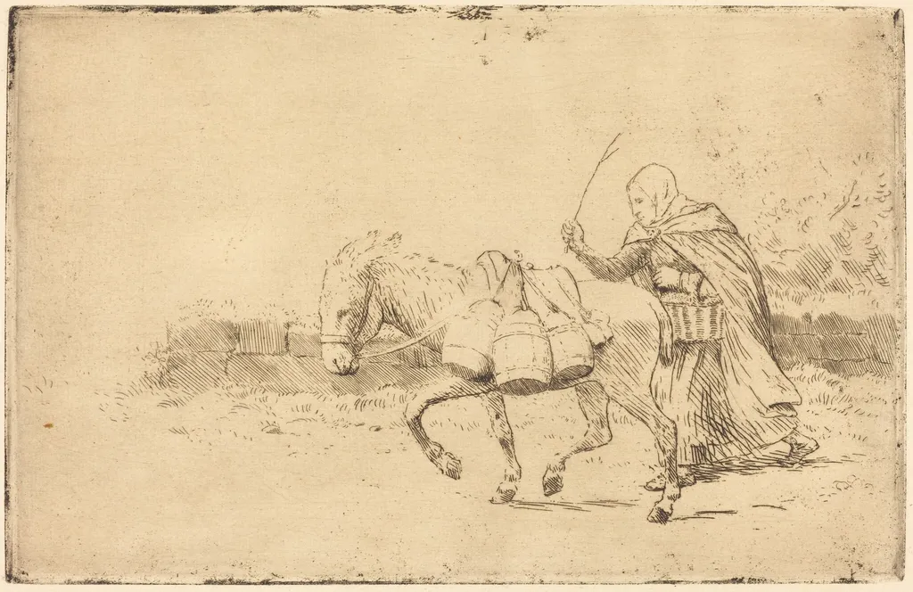 Milkmaid of Boulogne, 1st plate (Laitiere a Boulogne), by Alphonse Legros, ink, 1874