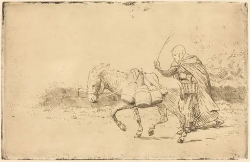 Milkmaid of Boulogne, 1st plate (Laitiere a Boulogne), by Alphonse Legros