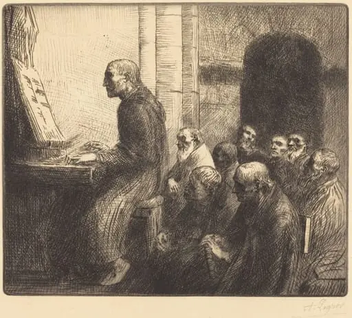 Monk Playing the Organ in Church (Moine jouant de l'orgue a l'eglise), by Alphonse Legros