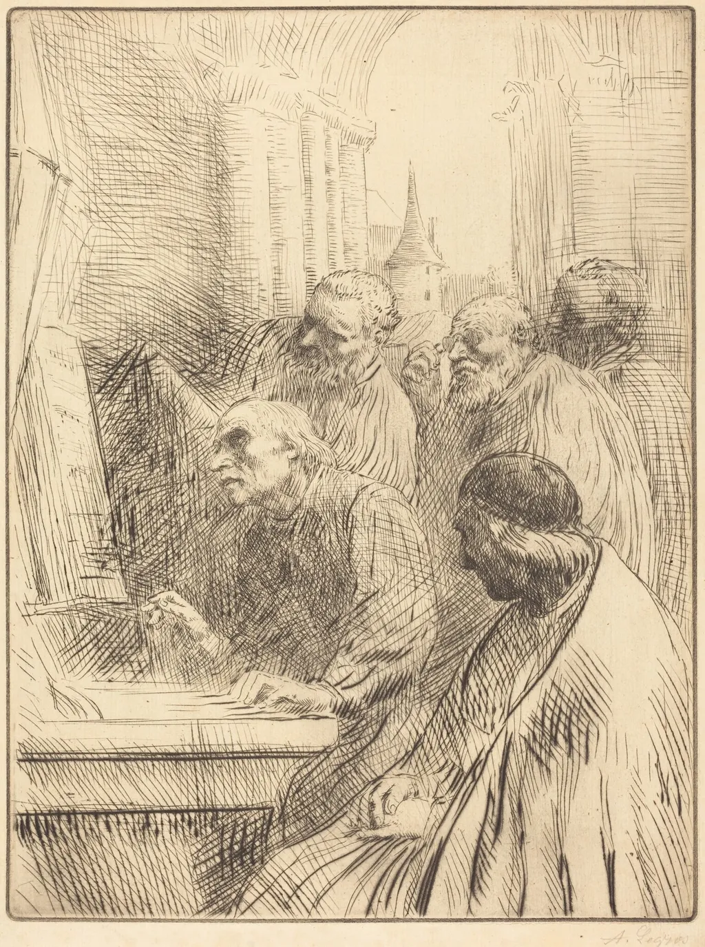 Monks at Church (Les moines a l'eglise), by Alphonse Legros, ink, 1874