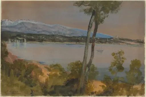 Mountains Seen beyond a Lake, by Alphonse Legros