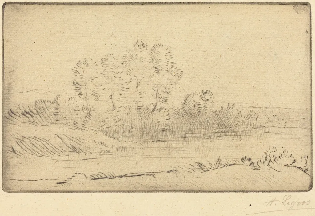 Near Nordkerque (Pres de Nordkerque), by Alphonse Legros, ink, 1874