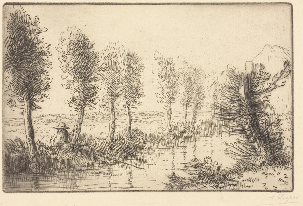 Near the Mill (Pres du moulin), by Alphonse Legros, ink, 1874