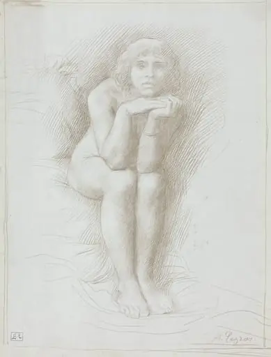 Nude Model Seated, by Alphonse Legros