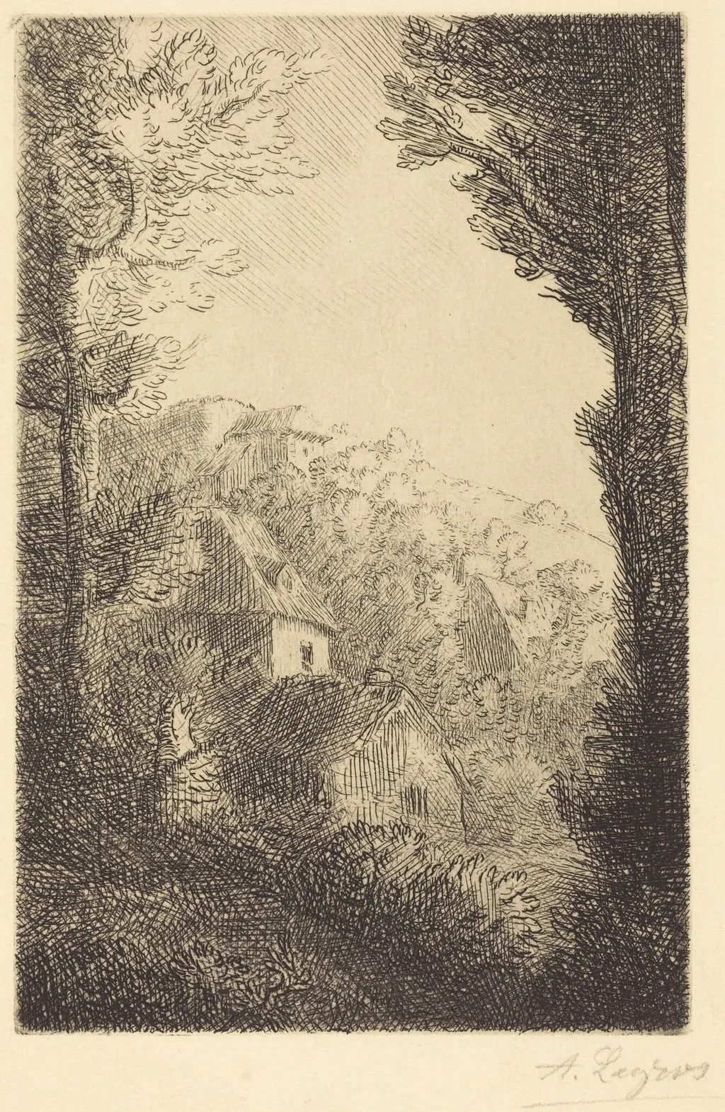 Old Chateau (Un vieux chateau), by Alphonse Legros, ink, 1874