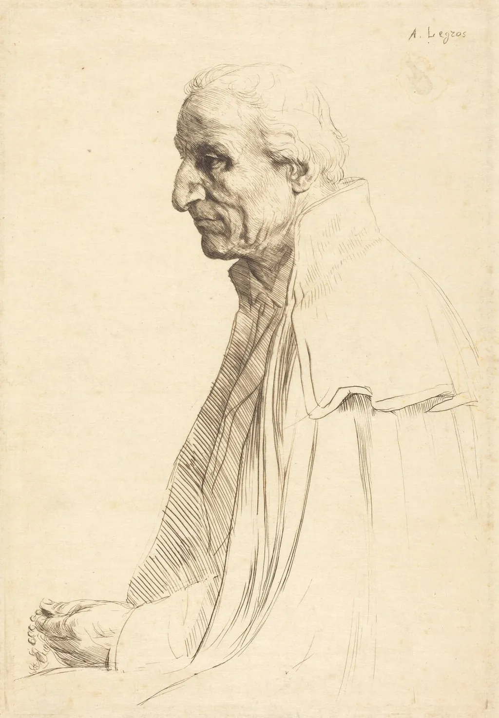 Old Spaniard (Vieil Espagnol), by Alphonse Legros, ink, 1874