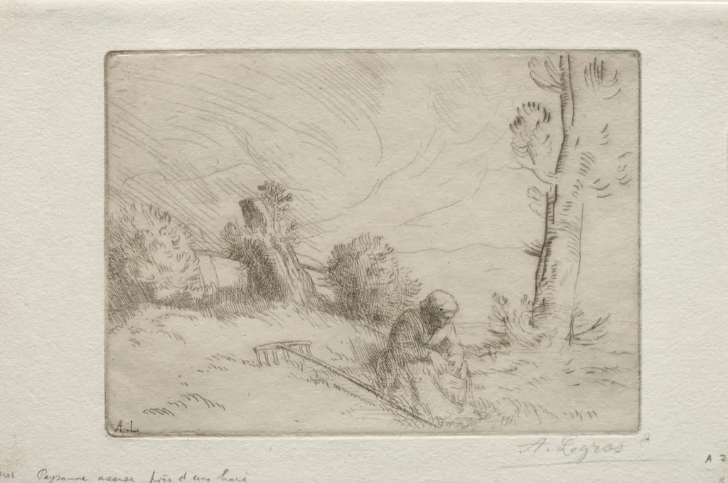 Peasant near a Stone Fence, by Alphonse Legros, 1884