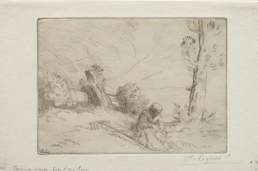 Peasant near a Stone Fence, by Alphonse Legros
