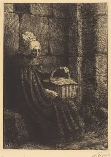 Peasant Woman of Boulogne (Paysanne des environs de Boulogne dite La femme au panier), by Alphonse Legros