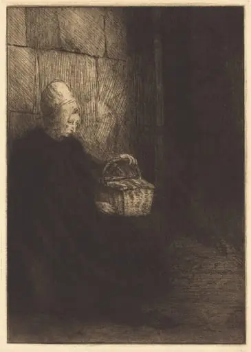 Peasant Woman of Boulogne (Paysanne des environs de Boulogne dite La femme au panier), by Alphonse Legros