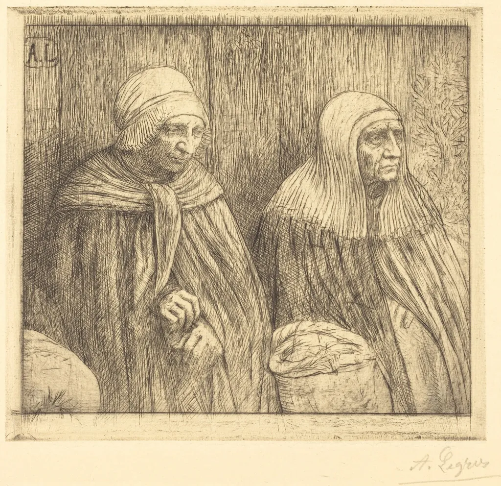 Peasants (Paysannes), by Alphonse Legros, ink, 1874