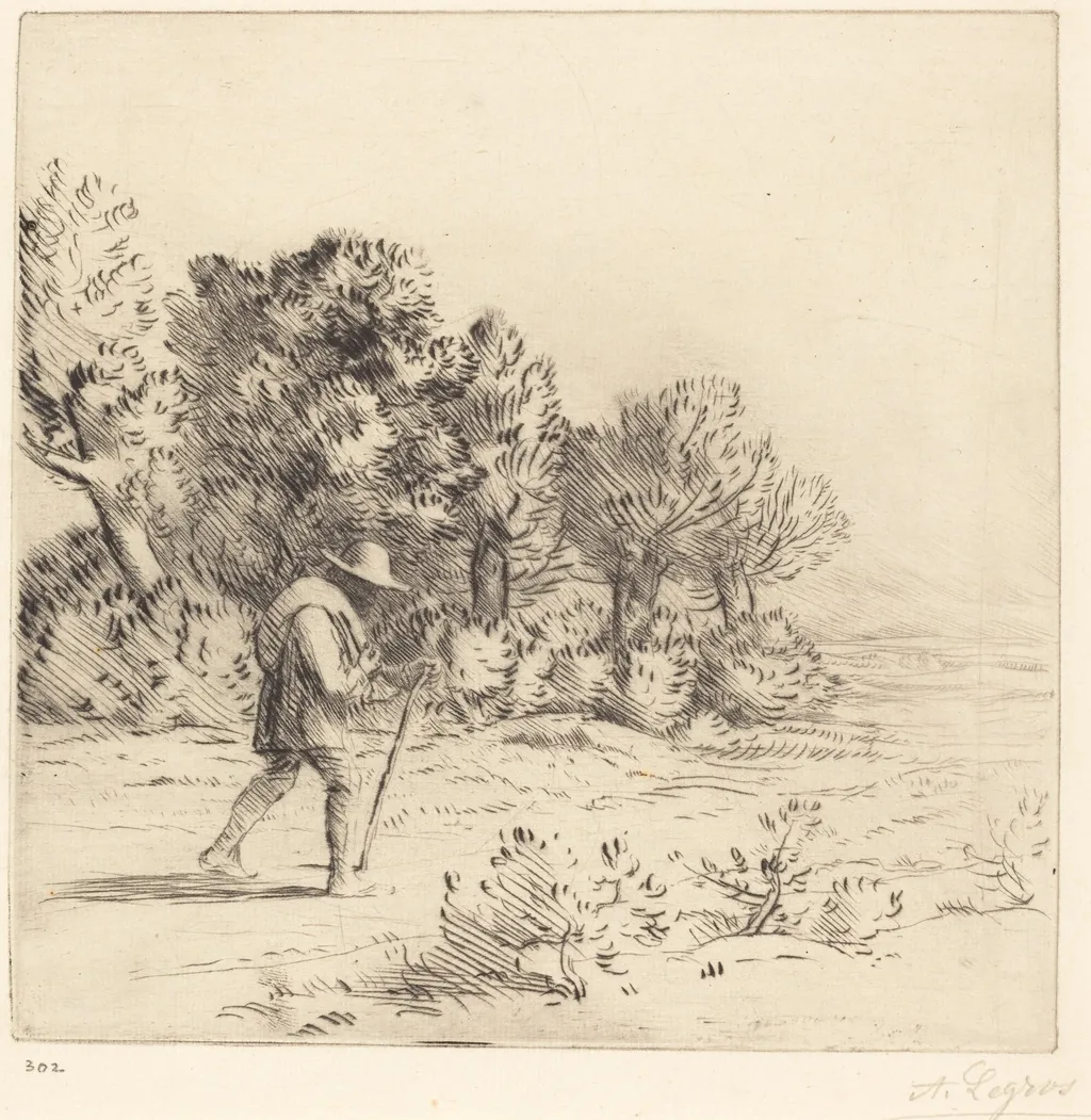 Peddler (Le colporteur), by Alphonse Legros, ink, 1874