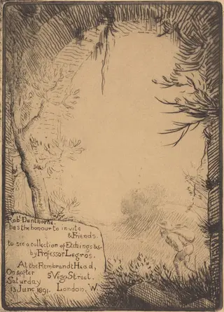 Plate made for an Exhibition at the Dunthorne Home (Planche faite pour une exposition chez Dunthorne), by Alphonse Legros, 1874