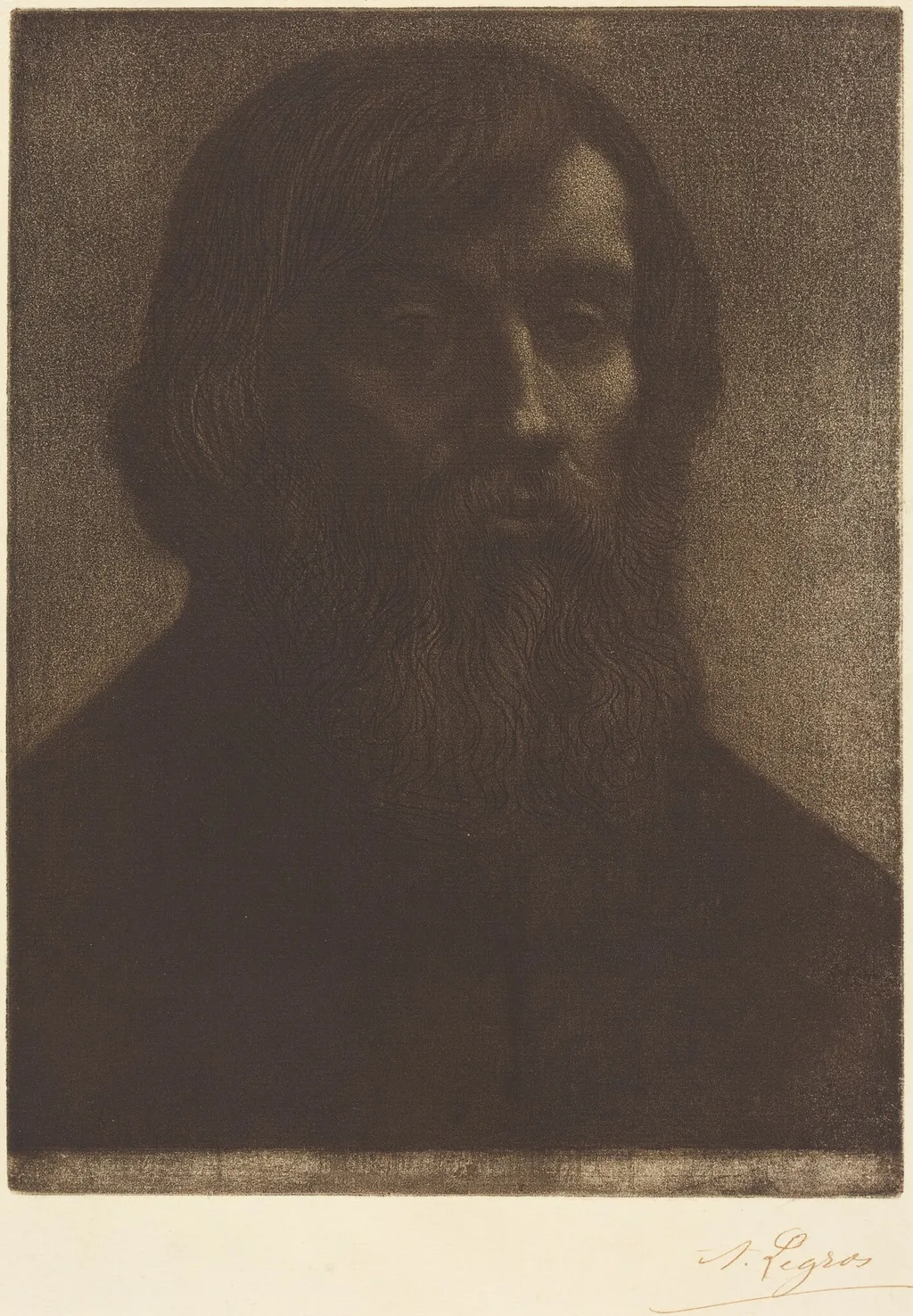 Poet (Le poete), by Alphonse Legros, ink, 1874